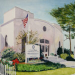 CRYSTAL BEACH CHURCH WATERCOLOR 11X15