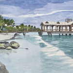 PIER AFTER THE STORM WATERCOLOR 16X30