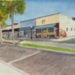 TOULAS TRAILSIDE CAFE WATERCOLOR 15X11