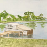 BOAT IN TARPON SPRINGS WATERCOLOR 11X15