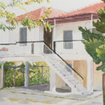 HOUSE IN GREECE WATERCOLOR 11X15