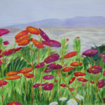 101 COSMOS OVERLOOKING SAN JOSE WATERCOLOR 20X25